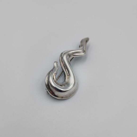 Robert Lee Morris RLM Sterling Silver 925 Modernist Swirl Squiggle Brooch Pin - Picture 2 of 11